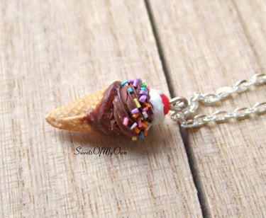 Chocolate and Cream Ice Cream Cone Charm - SweetsOfMyOwn